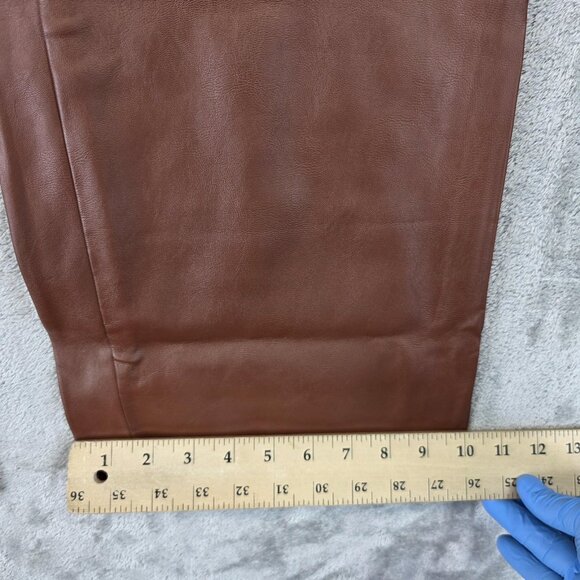 Forever 21 Pants Womens Size XS Brown Faux Leather High Rise Wide Leg Cargo - Picture 7 of 12